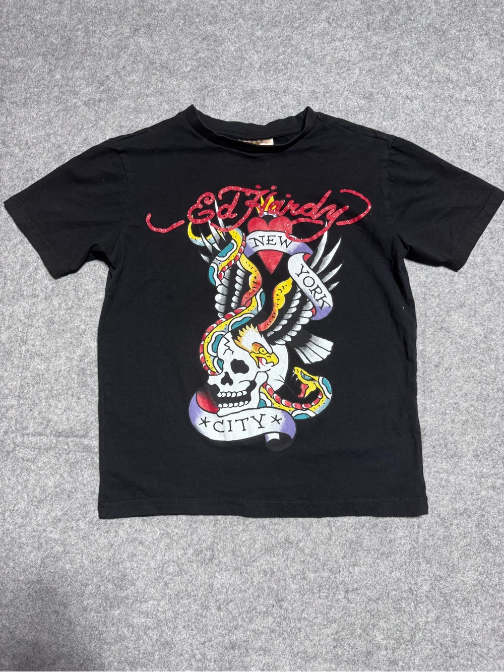 Ed Hardy Skull Graphic T-Shirt Y2K Tattoo Goth Grunge Streetwear